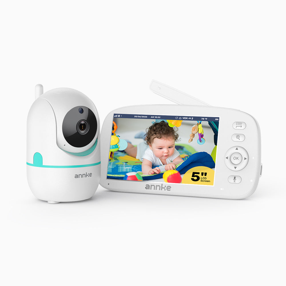 Tivonas CV50 1080p 5" HD Video Baby Monitor with Camera, Two-Way Audio, Voice & Temperature Detection, Feeding Reminder, 360° Pan Tilt, 2X Zoom, 5000mAh Battery, VOX Function